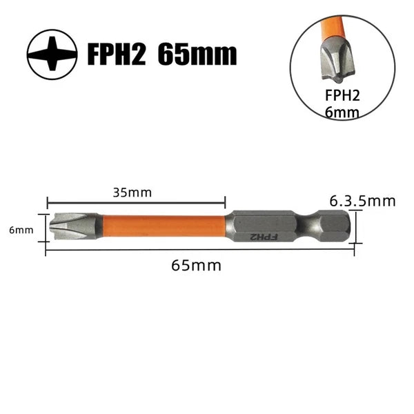 5pcs Magnetic Special Slotted-Cross Screwdriver Bit For Electrician,FPH2