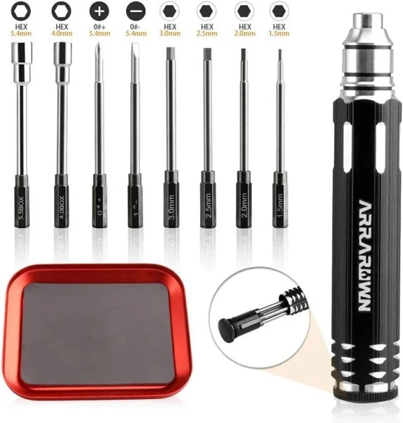 10 in 1 RC Model Repair Tools Kit with 1.5/2.0/2.5/3.0/4.0/5.5Mm Hex Screwdriver