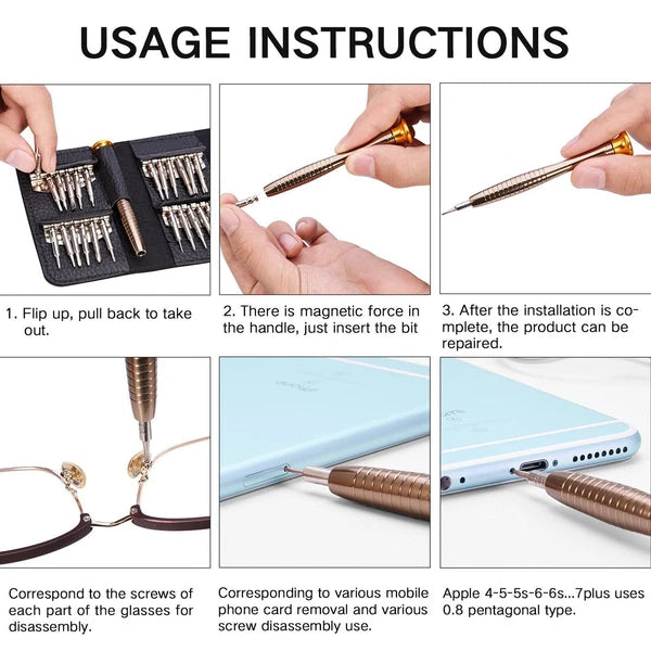 25 in 1 DIY Precision Screwdriver Set Glasses Phone Watch Laptop Repair Tool NEW