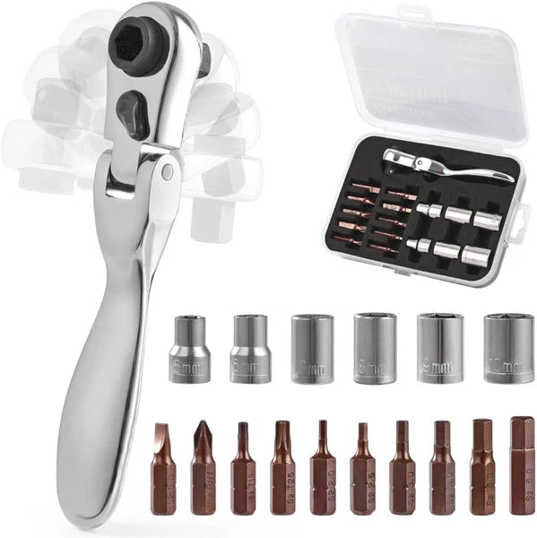 Mini ratchet screwdriver Set, Right Angle Screwdriver set with 1/4 Mini Flex Rat