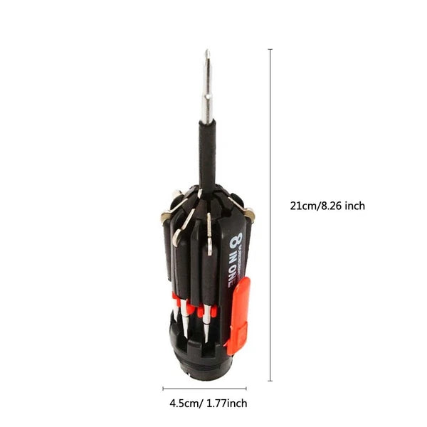 Multifunction 8 In1 Screwdriver Craftsman Repair Tools Set Kit W/ LED Light Tool