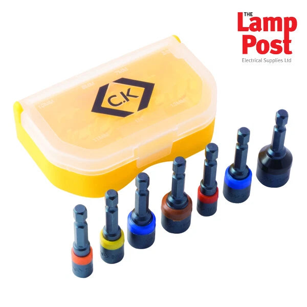 CK Tools T4514 7 Piece 1/4" Hex Impact Magnetic Screw Metric Nut Driver & Case