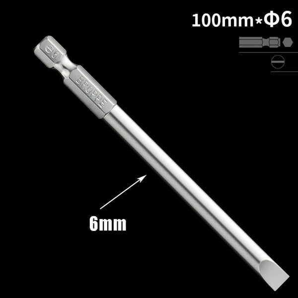 1/4" Shank Flat/Slotted Screwdriver Bits 2 2.5 3 4 5 6 Magnetic Drive Drill Bits