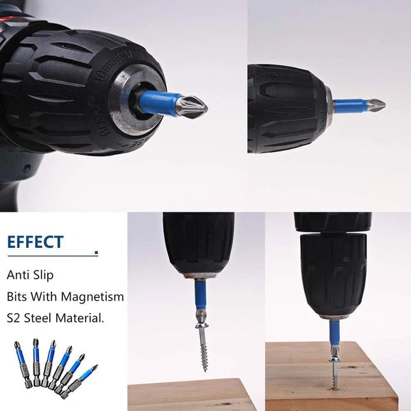 10Pcs Hex Magnetic anti Slip Impact Screwdriver Bit Set Phillips PH3 2" Power To