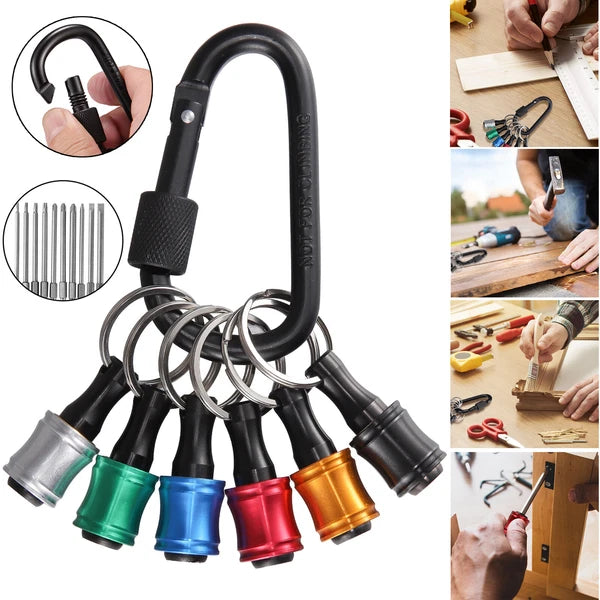 28PCS 1/4" Hex Shank Quick Release Keychain, Screwdriver Drill Bit for Holder