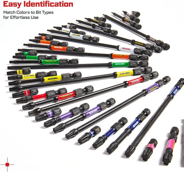 13Pcs Torx Screwdriver Bits Set, 6”Double Impact Magnetic S2 Steel Long Extensio