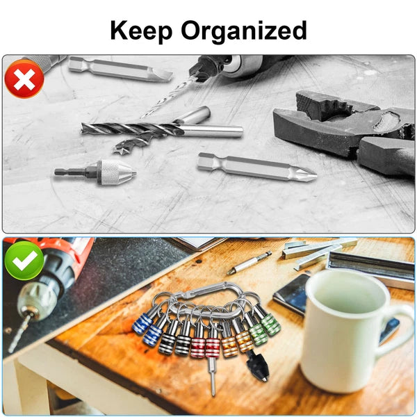 5/10 Pcs 1/4" Hex Shank Quick Release Keychain, Screwdriver Drill Bit Holder Set