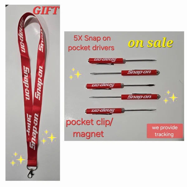 5 Red Snap on tools Pocket screwdrivers per order + Gift Snap On Lanyard Promo !