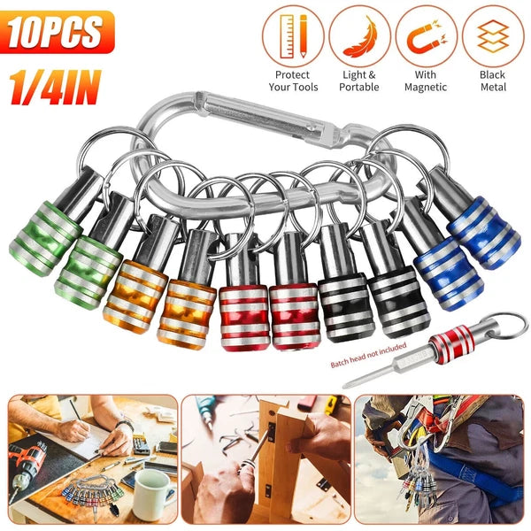 5/10 Pcs 1/4" Hex Shank Quick Release Keychain, Screwdriver Drill Bit Holder Set