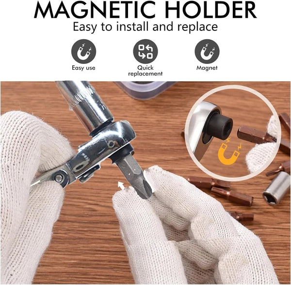 Mini ratchet screwdriver Set, Right Angle Screwdriver set with 1/4 Mini Flex Rat