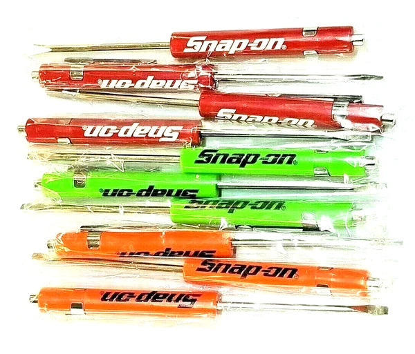 (10) Ten SNAP ON Pocket Screwdriver Flat Tip Screwdrivers, Magnet End, Mixed NEW