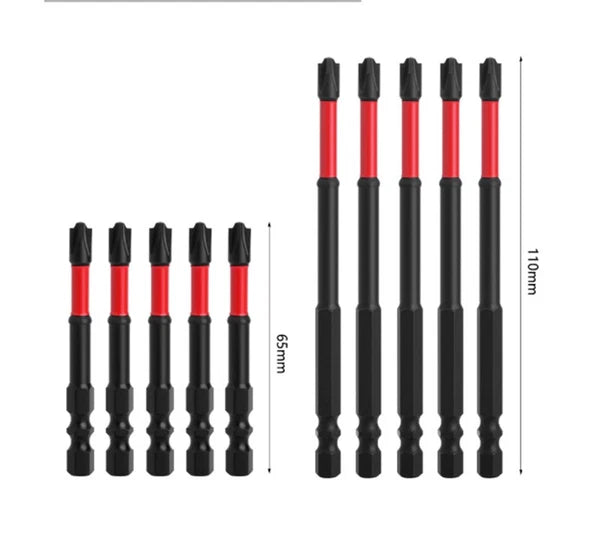 5PCS FPH2 Impact Screwdriver Bit Set-S2 Steel 65mm & 110mm Slotted Heads - 2025
