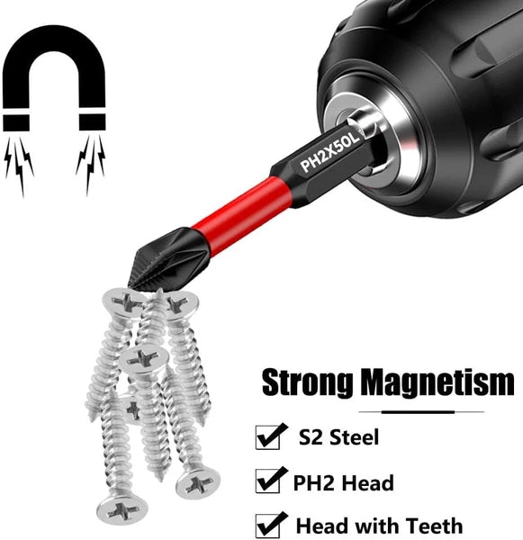 Puntas Phillips #2 Magneticas 10 Piezas Acero S2 50mm Antideslizante Impacto