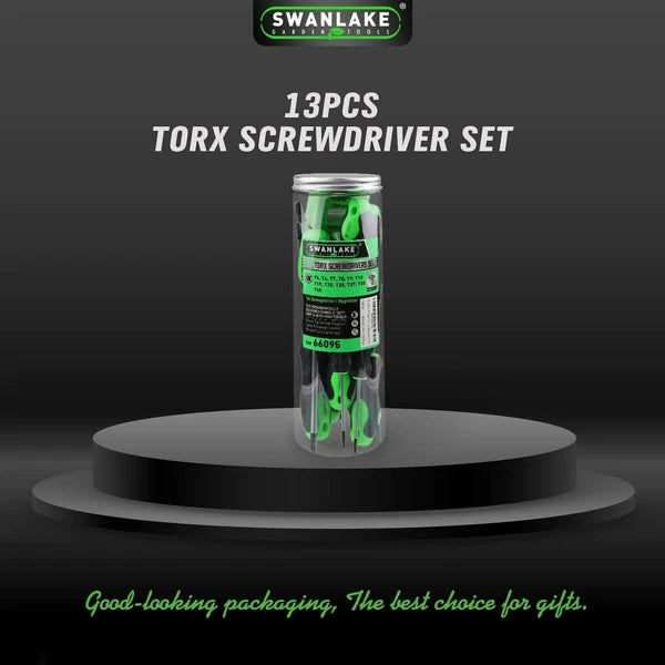 SWANLAKE Magnetic Torx Screwdriver Set - 13 Pieces - T5 to T40 Star Black